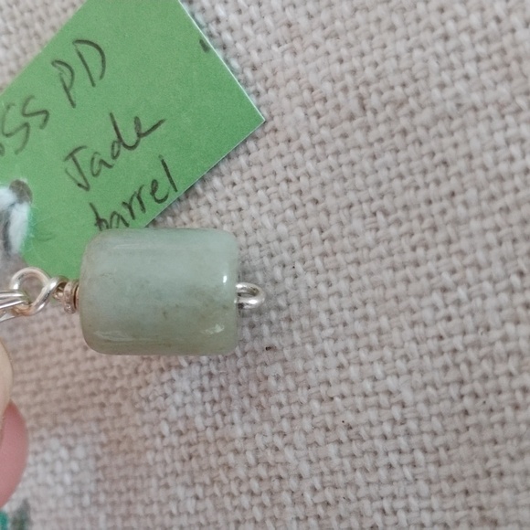 Jade Sterling Silver Barrel Pendant - Picture 2 of 8